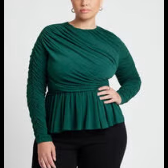 Eloquii Tops - Elegant Green Long Sleeve Top